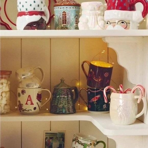 NWT Anthropologie HOLIFAYE STONEWARE MONOGRAM MUG Christmas P - Picture 3 of 3